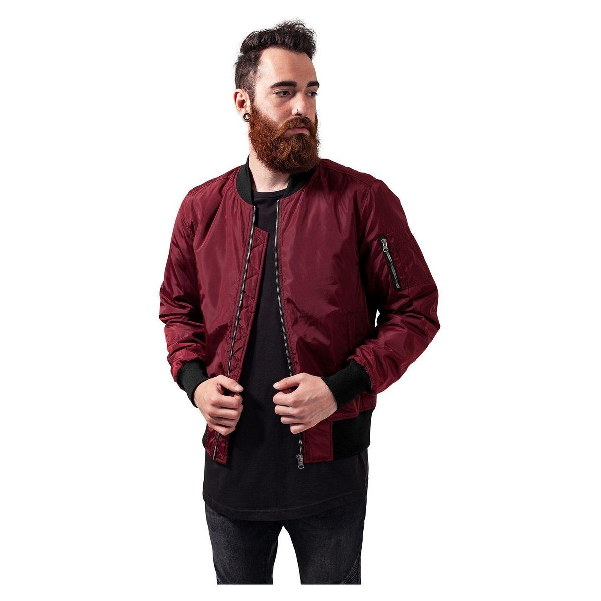 Urban Classics 2-farvet Bomberjakke Bordeaux/Sort