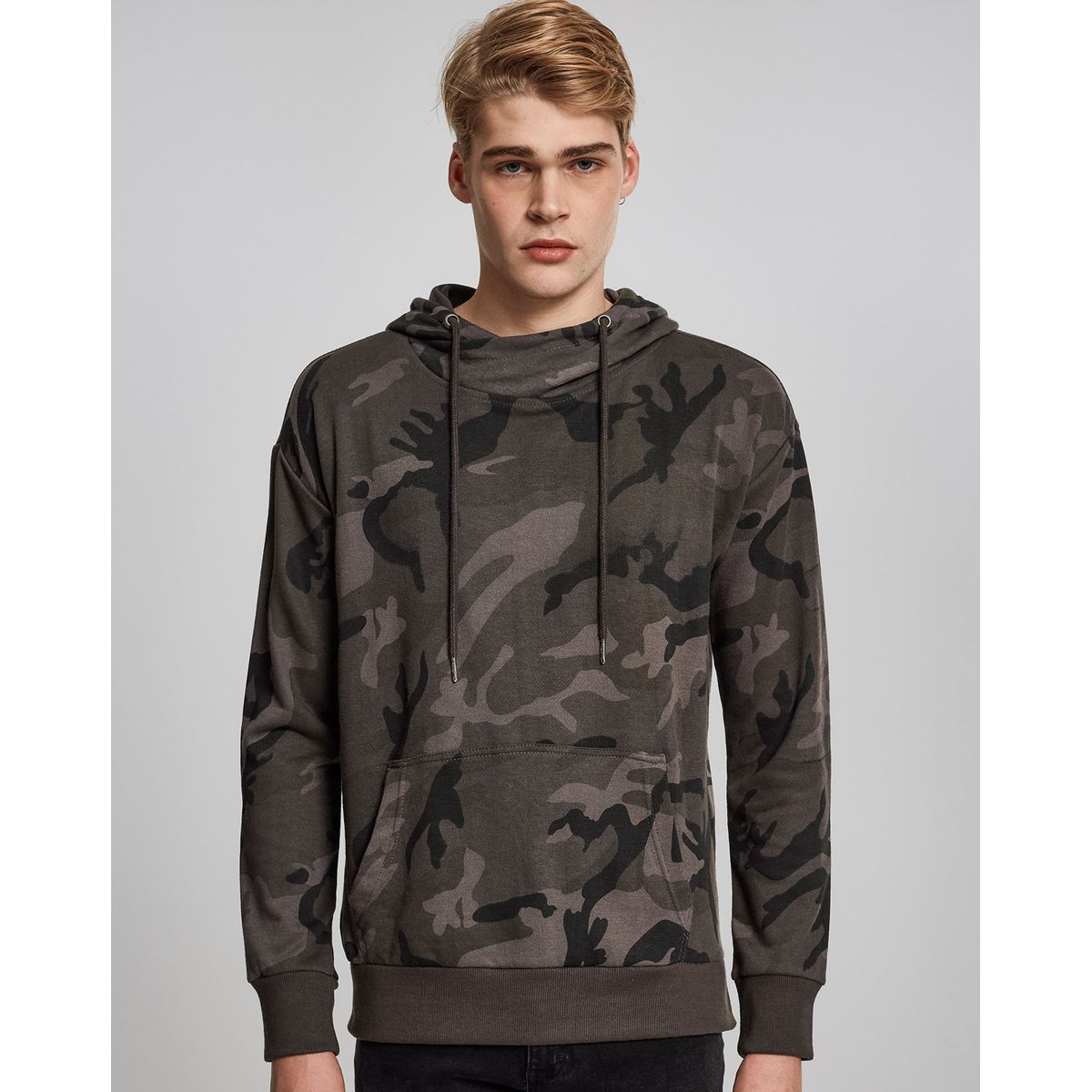 Urban Classics Camo Hoodie Høj hals Dark Camo