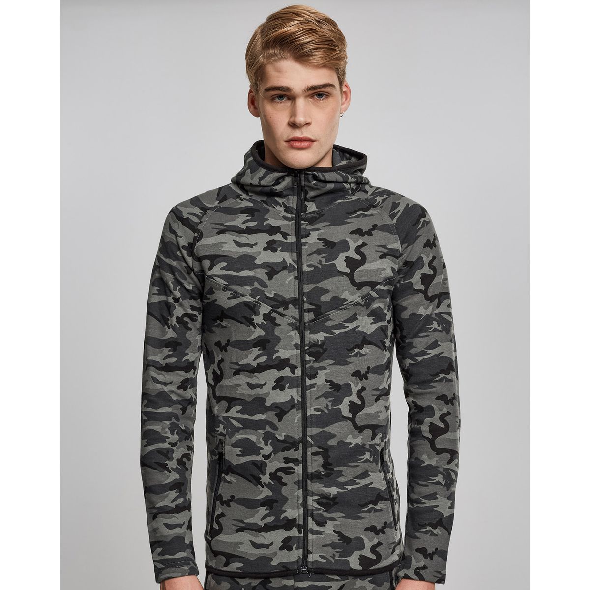 Urban Classics Interlock Camo Zip Jakke Dark Camo