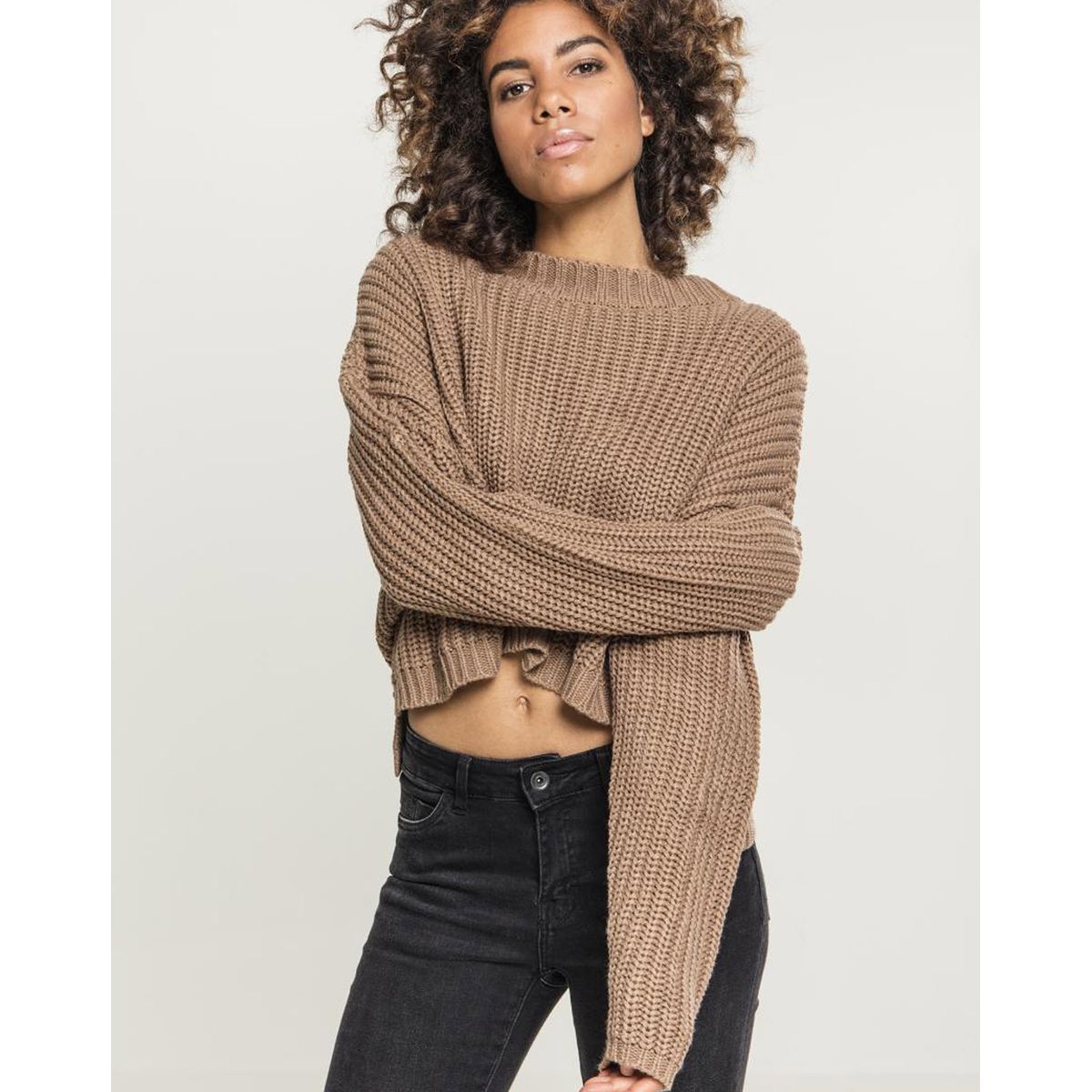 Urban Classics Dame Bred Oversize Sweater Taupe