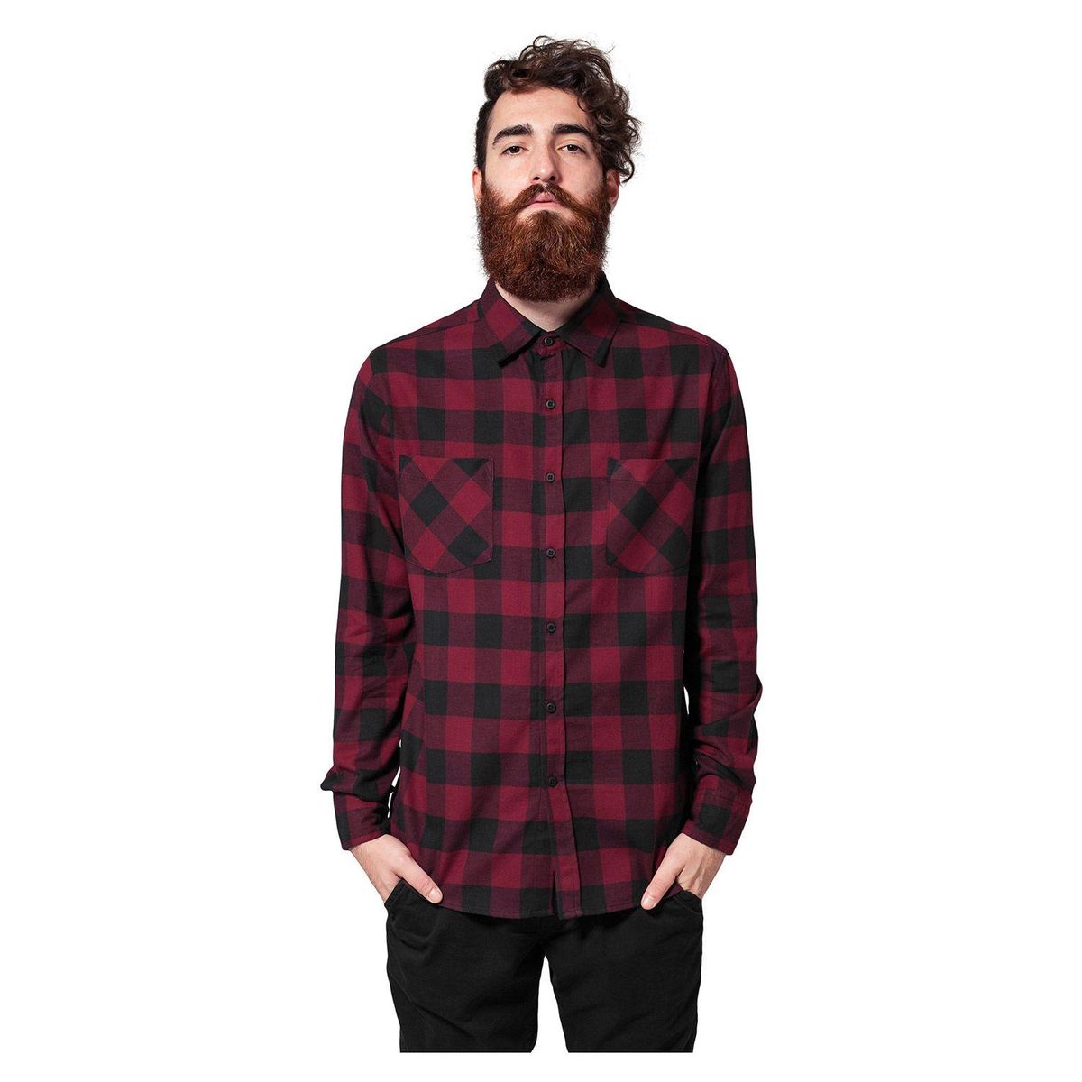 Urban Classics Ternet Flannel Skjorte Sort/Bordeaux