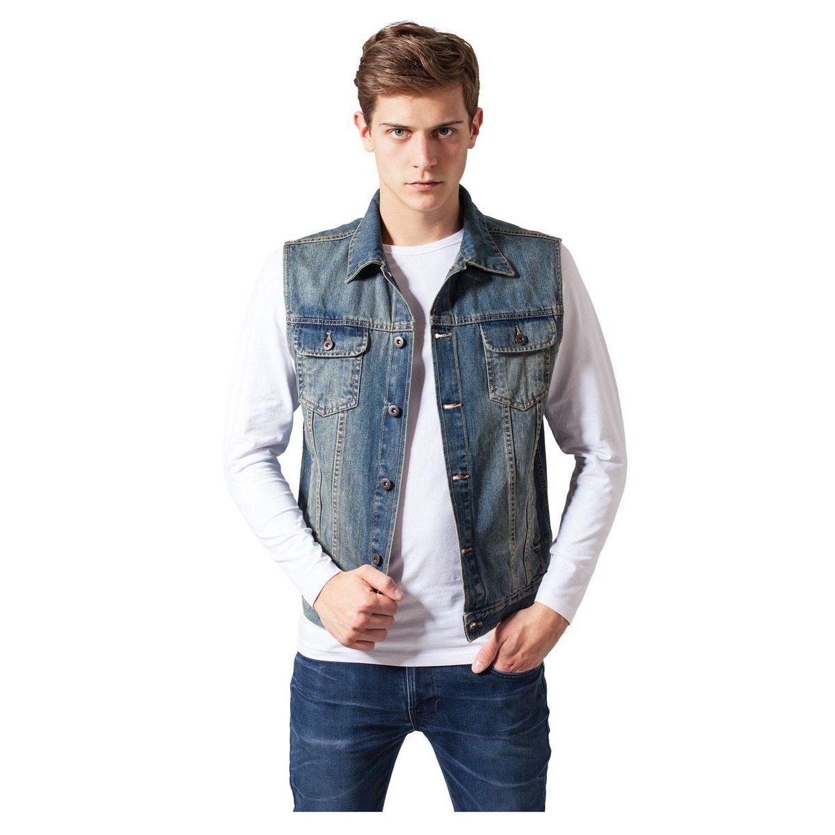 Urban Classics Denim Vest Lyseblå