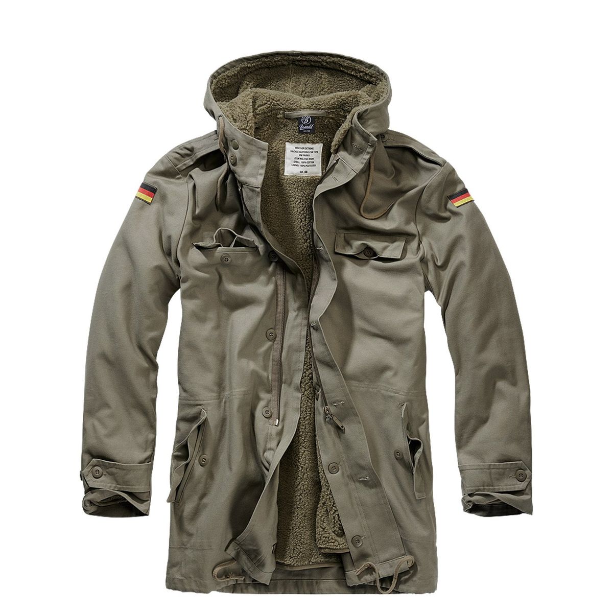 Brandit BW Parka Jakke m. Flag Oliven