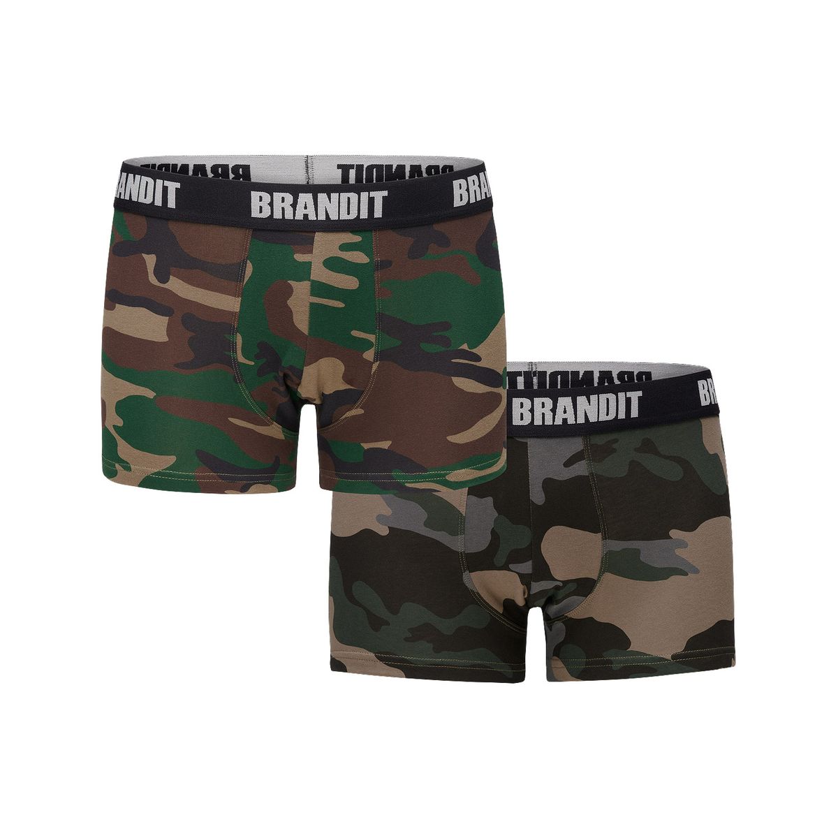 Brandit Boxershorts med Logo 2-Pak Woodland / Dark Camo