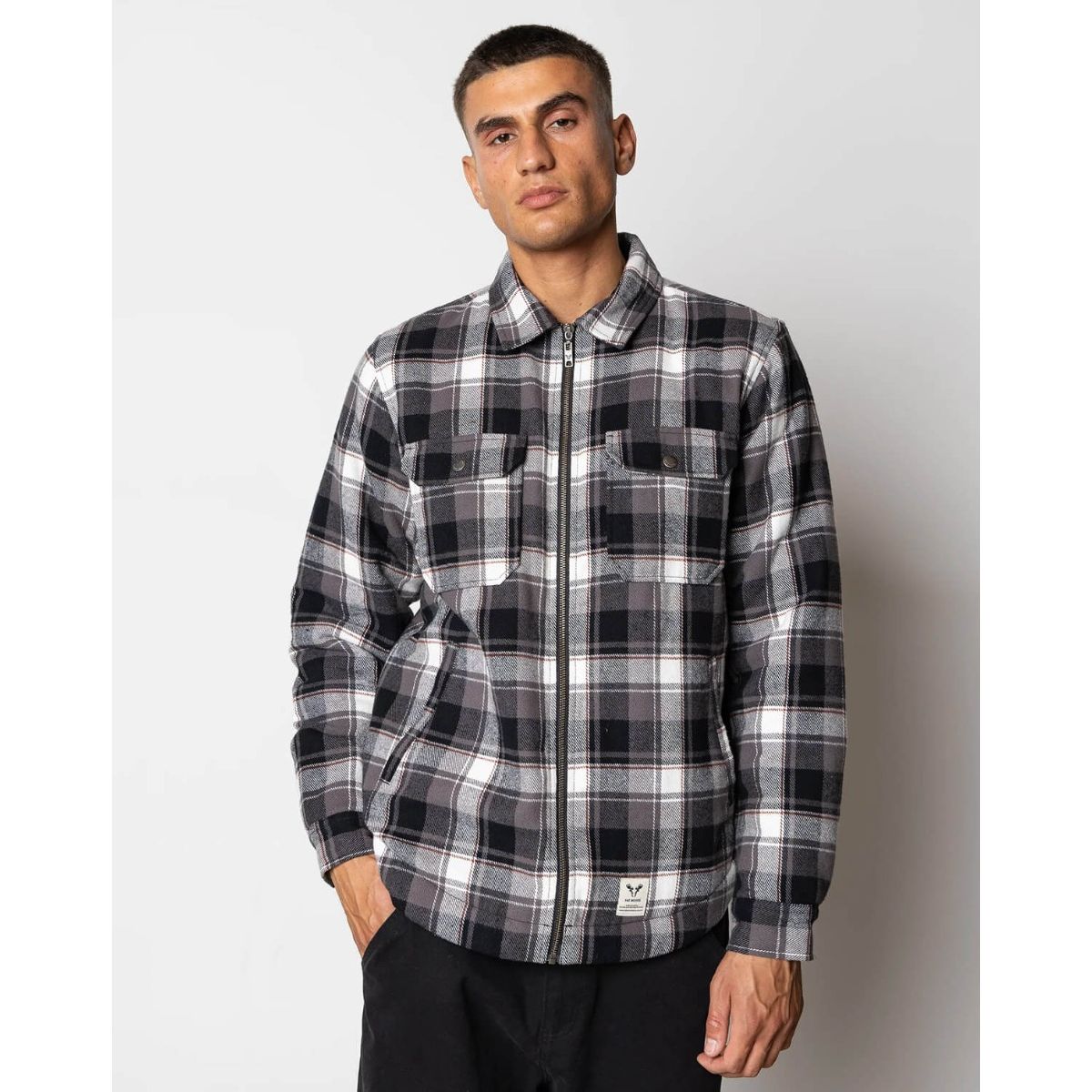 Fat Moose Holger Ternet Overshirt Sort / Ecru