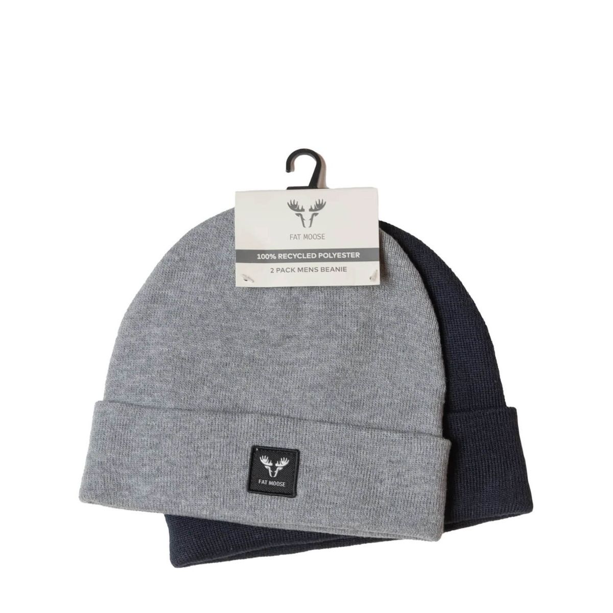 Fat Moose Base 2-pak Beanie Mørk navy / Light grey melange