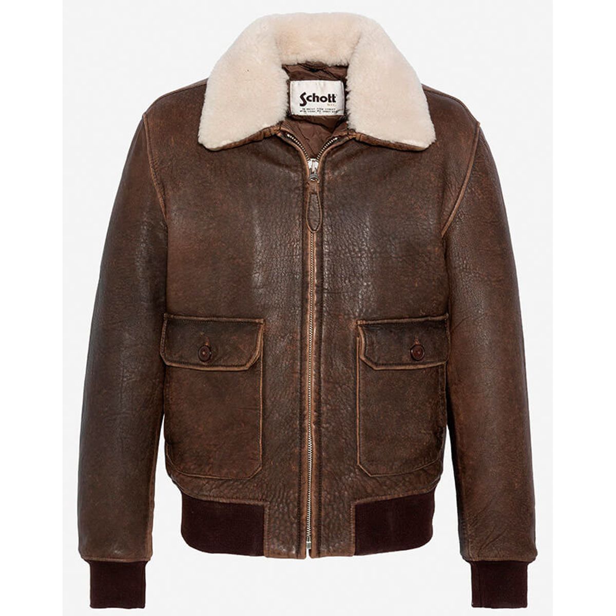 Schoot Vintge Pilot Aviator Bomber Jacket Brown