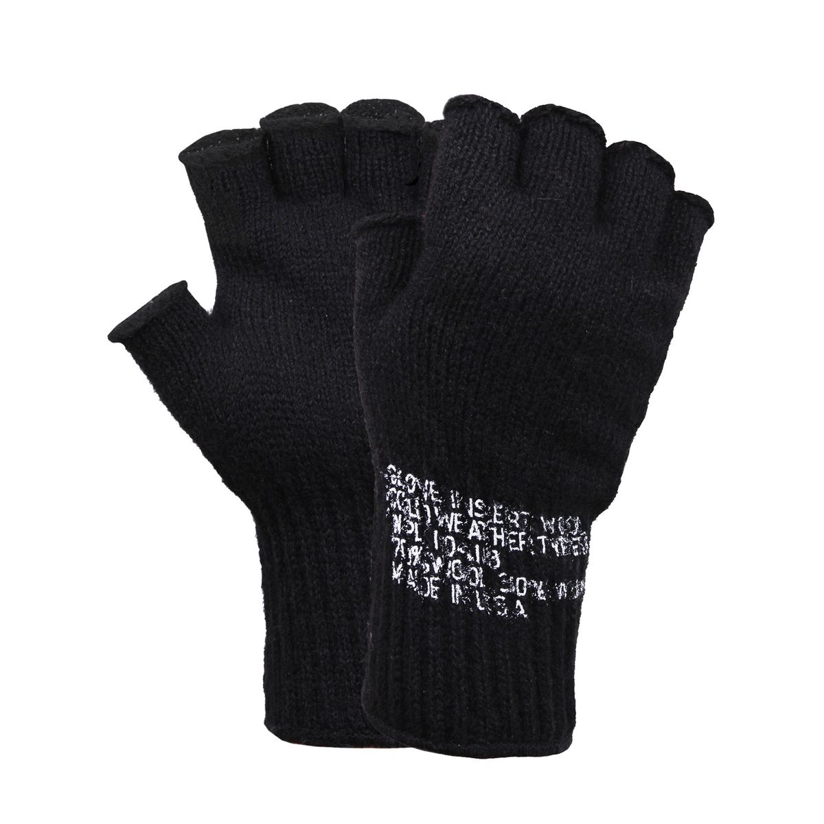 Rothco G.I. 1/2-finger Wool Gloves Black