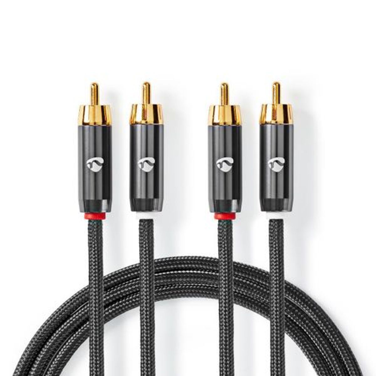 Nedis - Premium Phone kabel (Stereo) (2xRCA) (Han-Han) (Metal/Grå) - 2,0 m