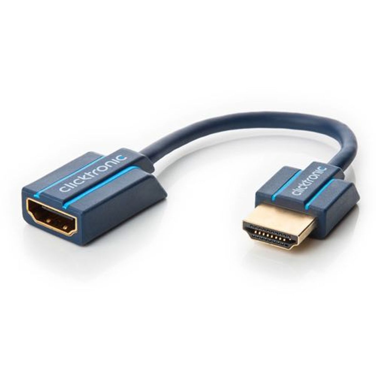 Clicktronic - HDMI flex adapter (Han-Hun) (Blå) - 4K@60Hz - 0,1 m