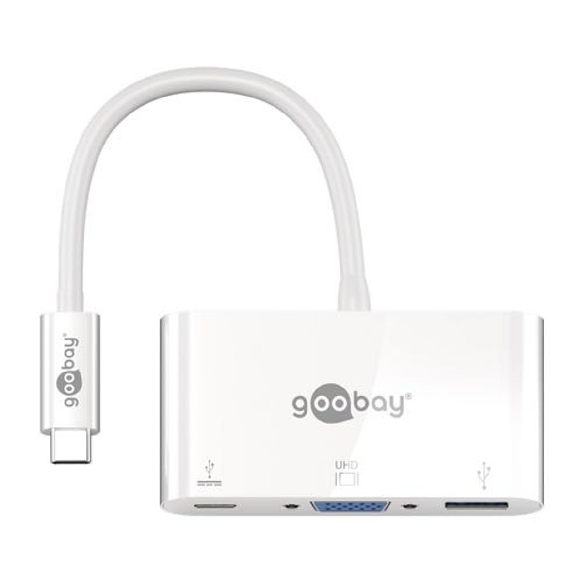 Goobay - USB-C Hub (USB-C / 1xUSB-A 3.0 / 1xVGA / 1xUSB-C)(Hvid) - 0,1 m