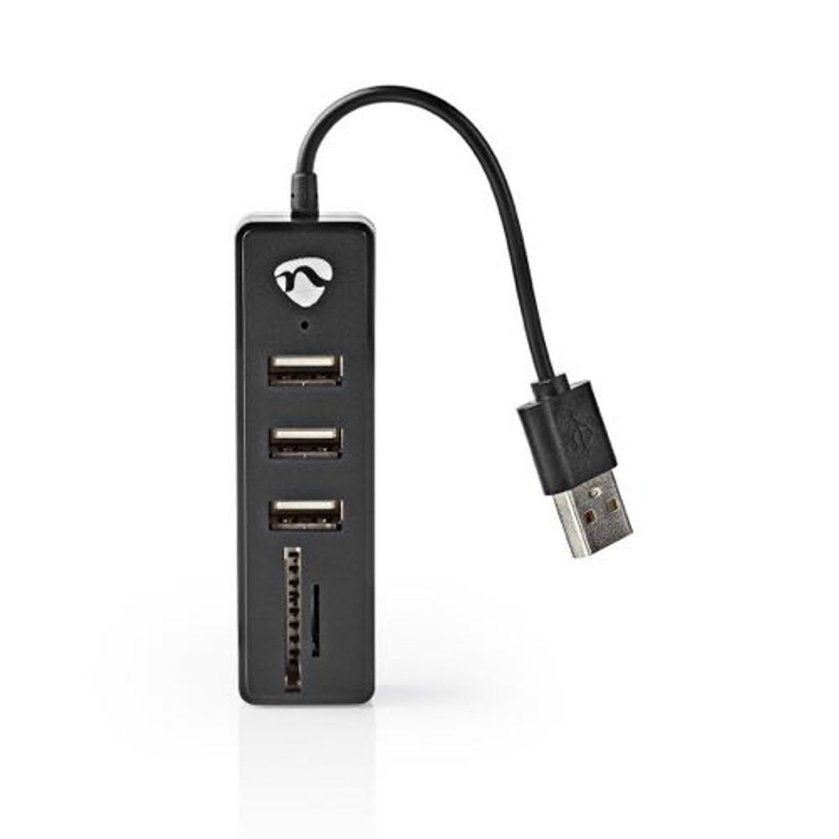 Nedis - USB-A Hub (USB-A / 3xUSB-A 2.0/ 1xkortlæser)(Sort) - 0,1 m