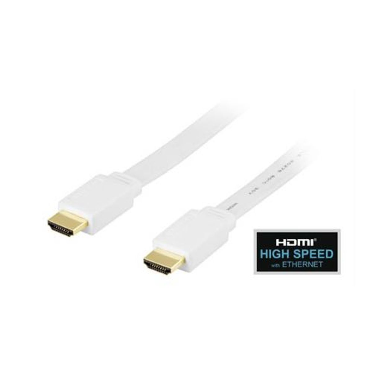 Deltaco - 1.4 High Speed HDMI Flat (Han-Han) (Hvid) - 4K@30Hz - 5,0 m