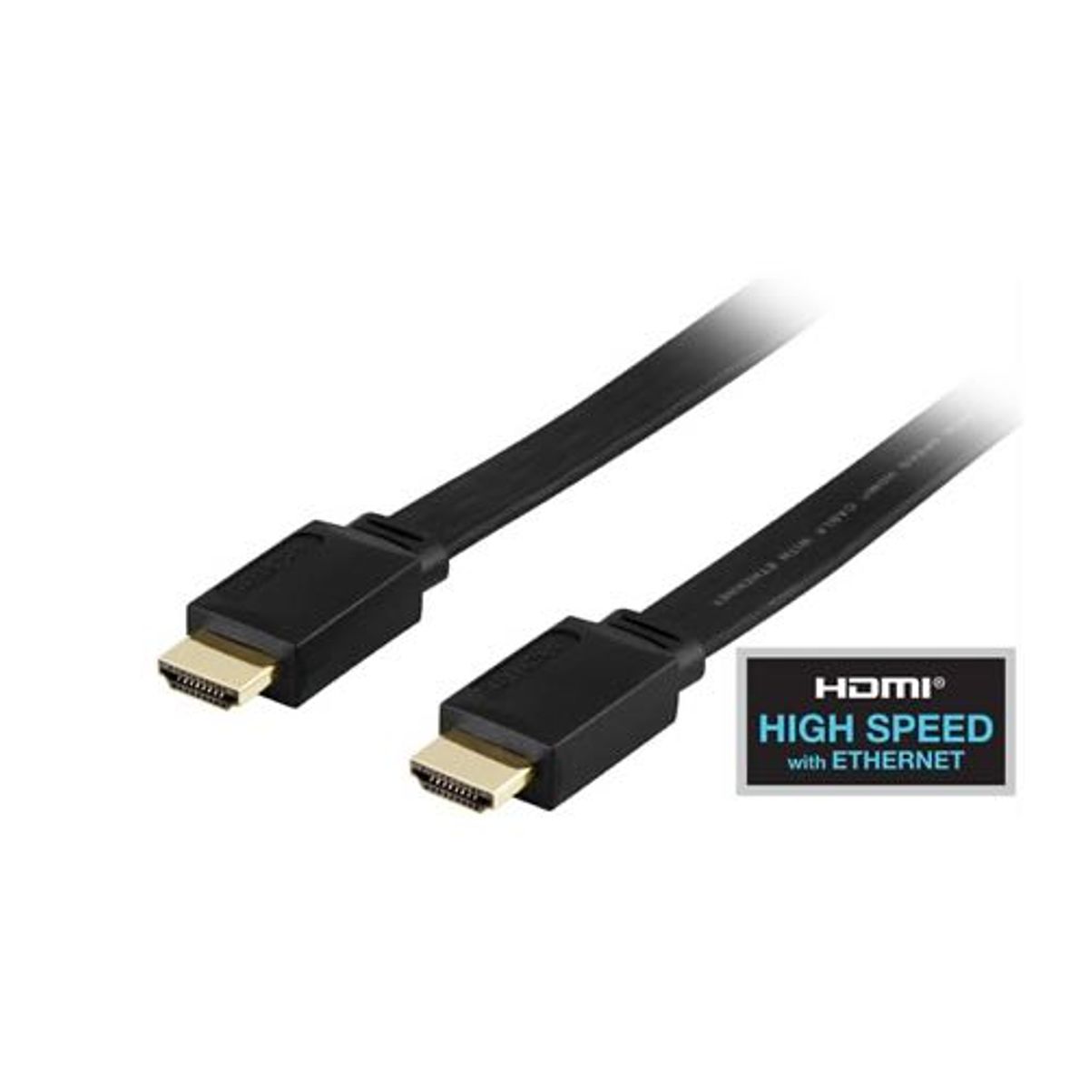 Deltaco - 1.4 High Speed HDMI Flat (Han-Han) (Sort) - 4K@30Hz - 3,0 m