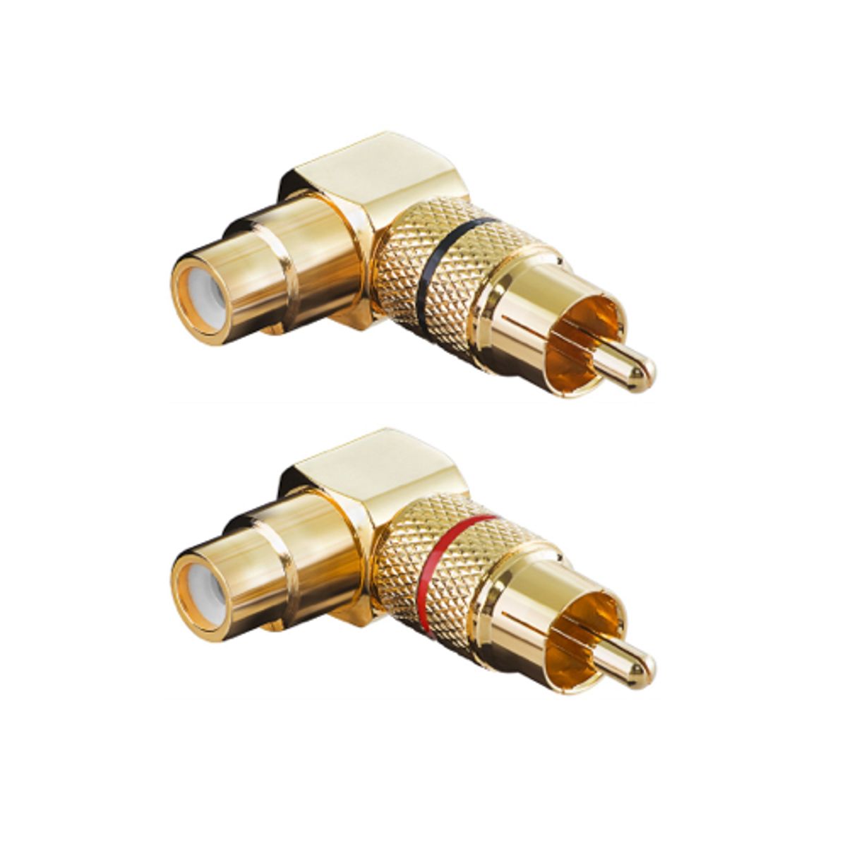 Goobay - 2 stk - RCA/phone adapter 90 ° - 1xhun - 1xhan (Gold/Rød+Sort)