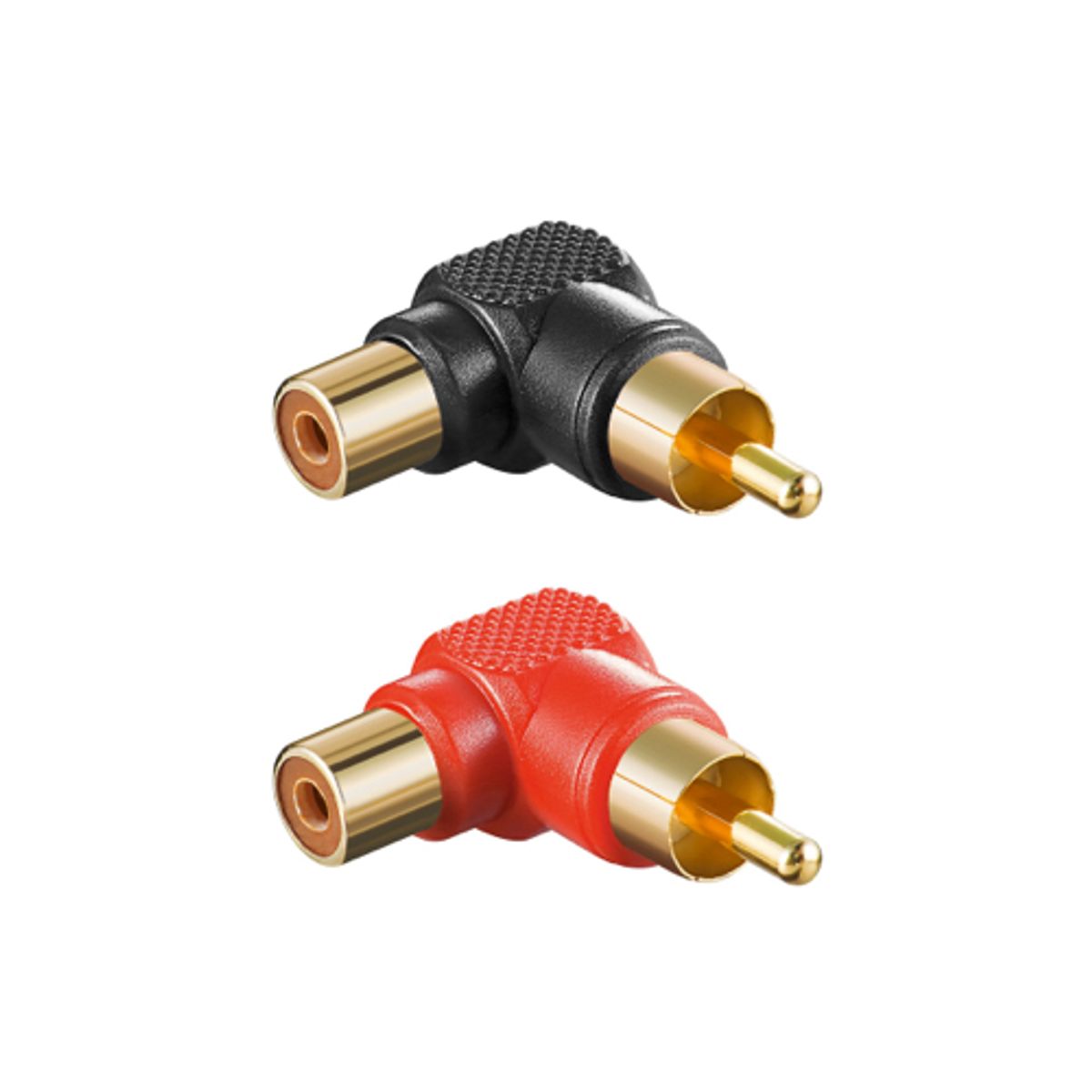 Goobay - 2 stk - RCA/phone adapter 90 ° - 1xhun - 1xhan (Rød+Sort)