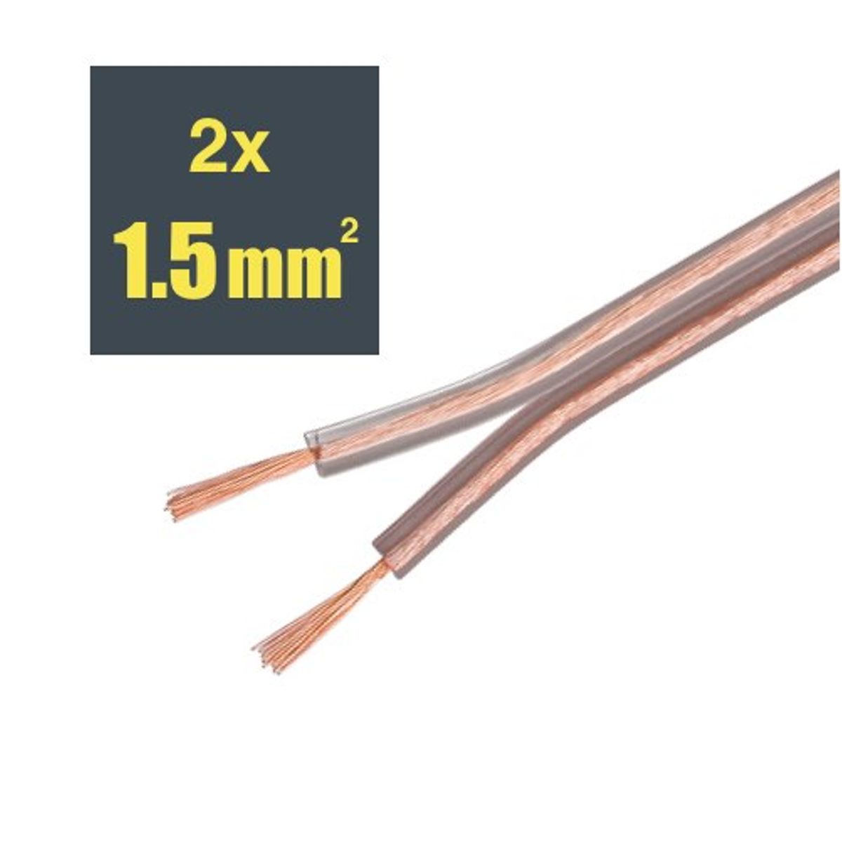 Højtaler kabel (2 x 1.5 mm ²) (Gennemsigtig) - 10,0 m - Goobay