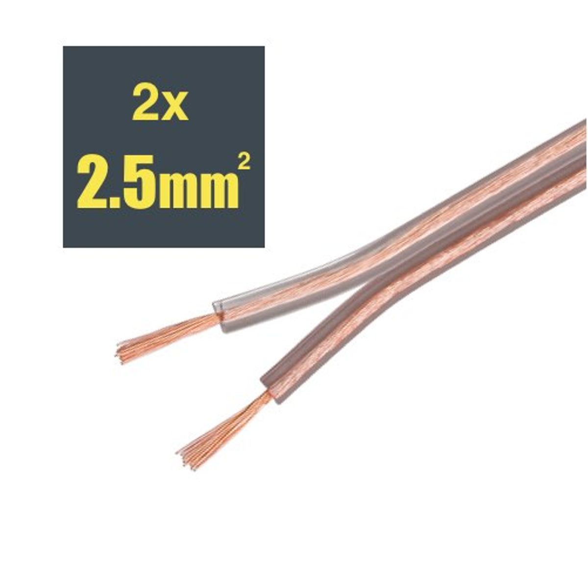 Højtaler kabel (2 x 2.5 mm ²) (Gennemsigtig) - 25,0 m - Goobay