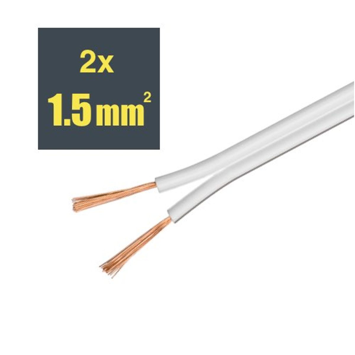 Højtaler kabel (2 x 1.5 mm ²) (Hvid) - 3,0 m - Goobay