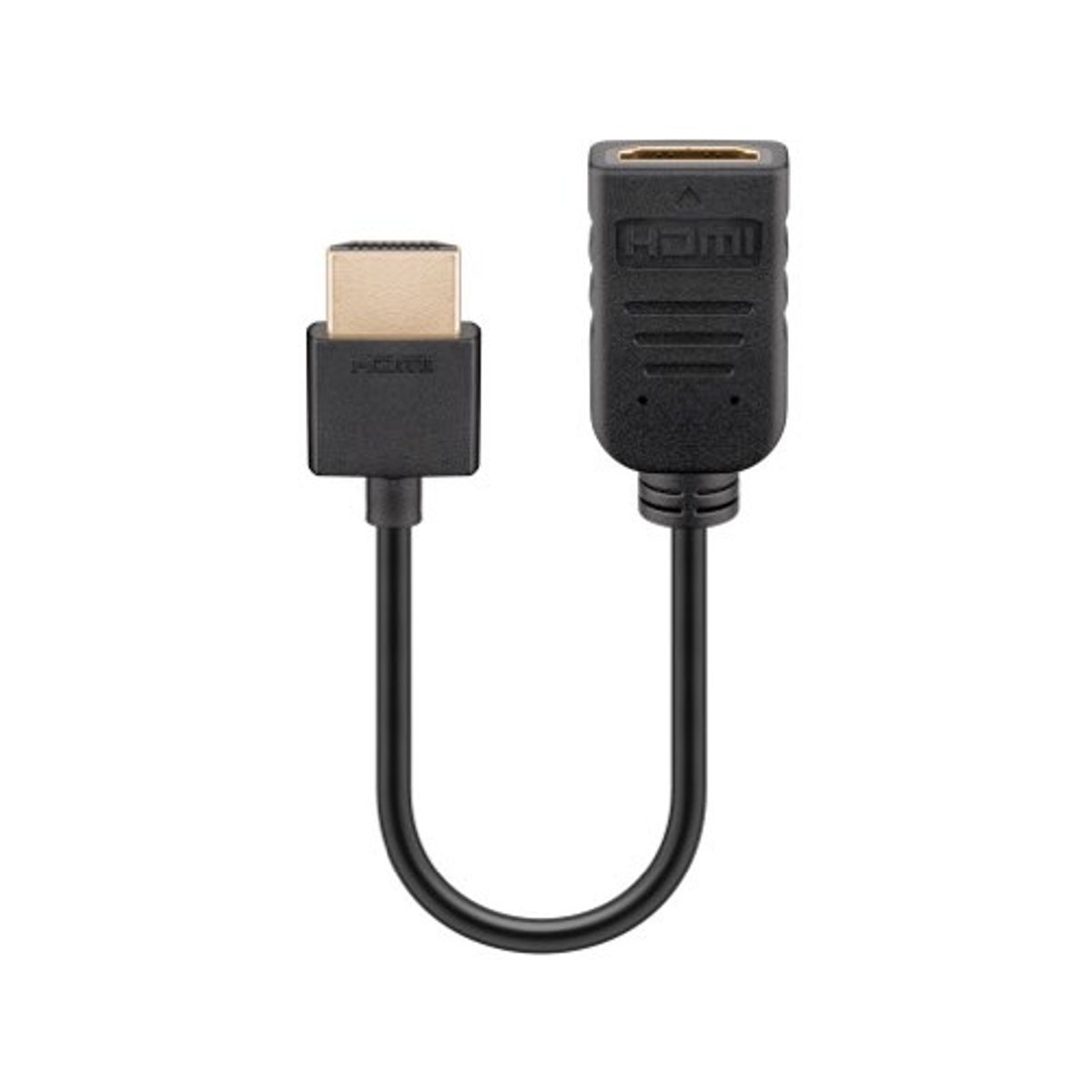 HDMI til HDMI flex-adapter (han/hun) (4K@60Hz) (Sort) - 0,1 m - Goobay