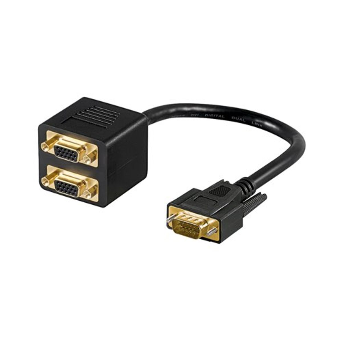 VGA til 2xVGA adapter kabel (han/hun) (Sort) - 0,1 m - Goobay