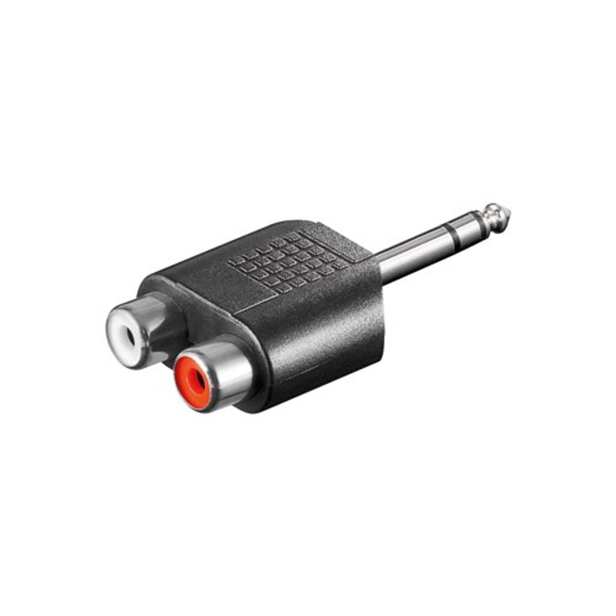 AUX jack 6.35mm til 2xRCA adapter (han/hun) (Sort) - Goobay