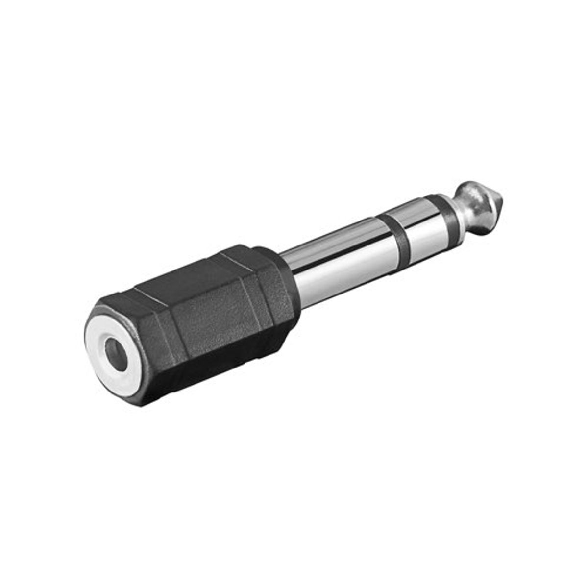 AUX jack 6.35mm til minijack 3.5mm adapter (han/hun) (Sort) - Goobay