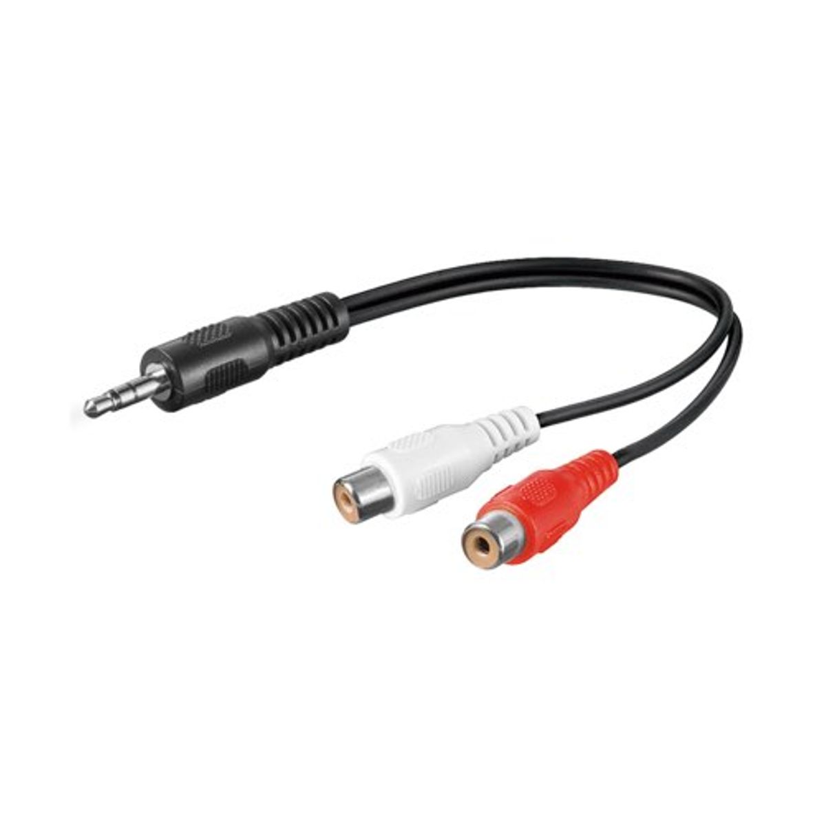 Minijack 3.5mm/3-pin til 2xrca adapter - 1,5m (han/hun) (Sort) - Goobay