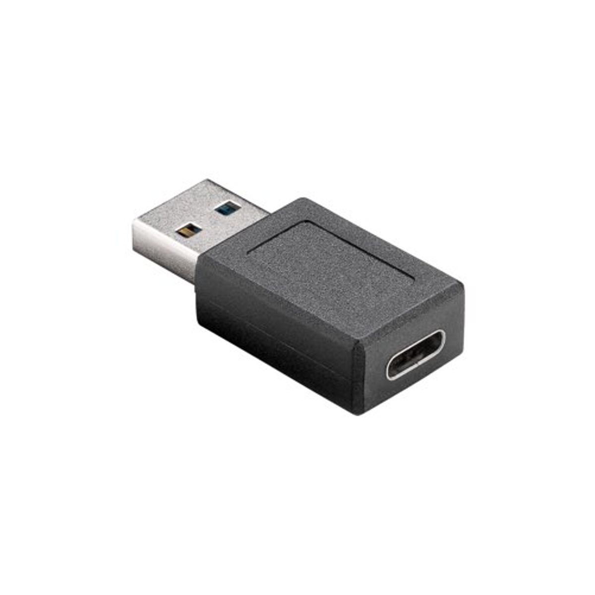 USB-A til USB-C adapter (han/hun) (Sort) - 0,1 m - Goobay