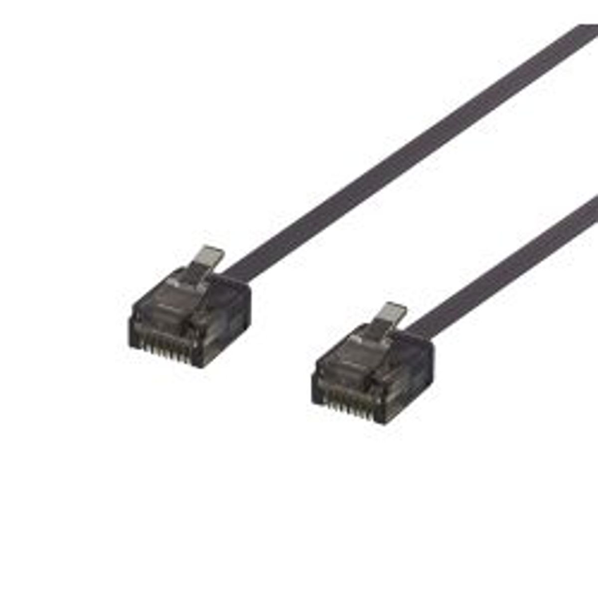 Deltaco U/utp Cat6a Patch Cable, Flat, 1m, 1mm Thick, Black - Ledning