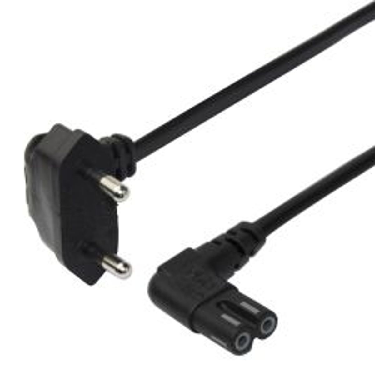 Deltaco Power Cord Cee 7/16 - C7 Angled, 3,0m, Black - Ledning