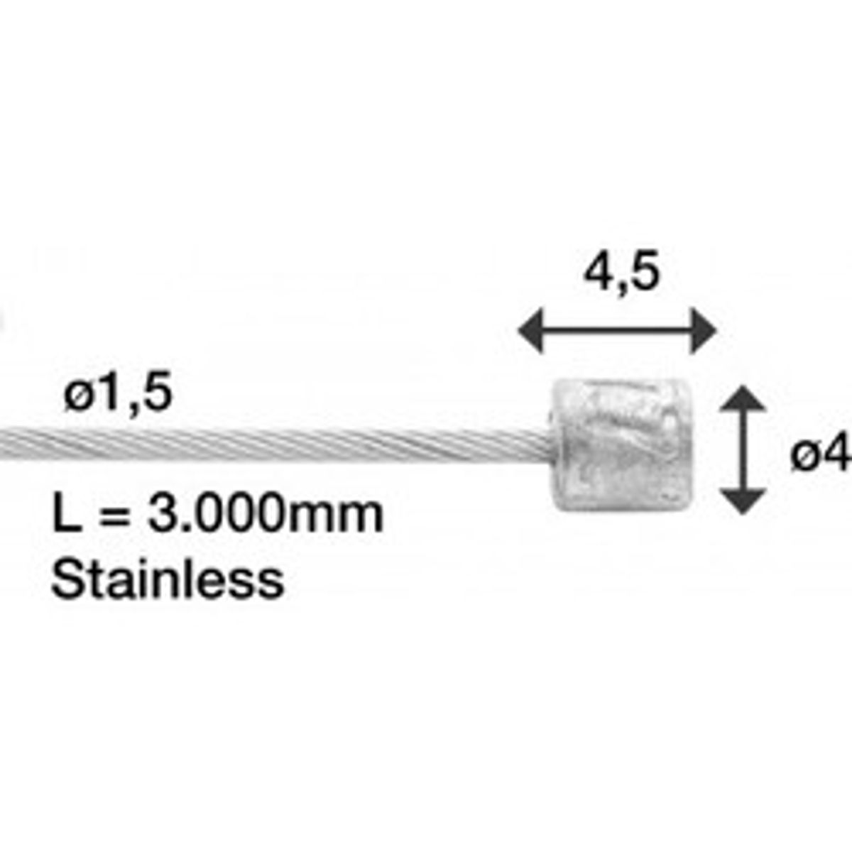 Bremsekabel Til Splitter(el2017161) Nedre 3000mm - Cykelreservedele