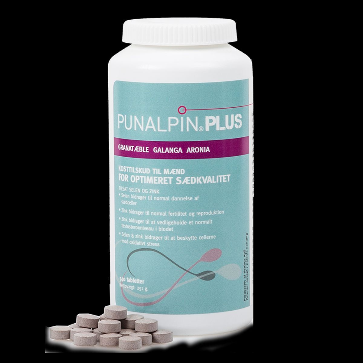 Punalpin® PLUS (540 tabletter/3 mdr.) Granatæble, galanga, aronia, zink, selen