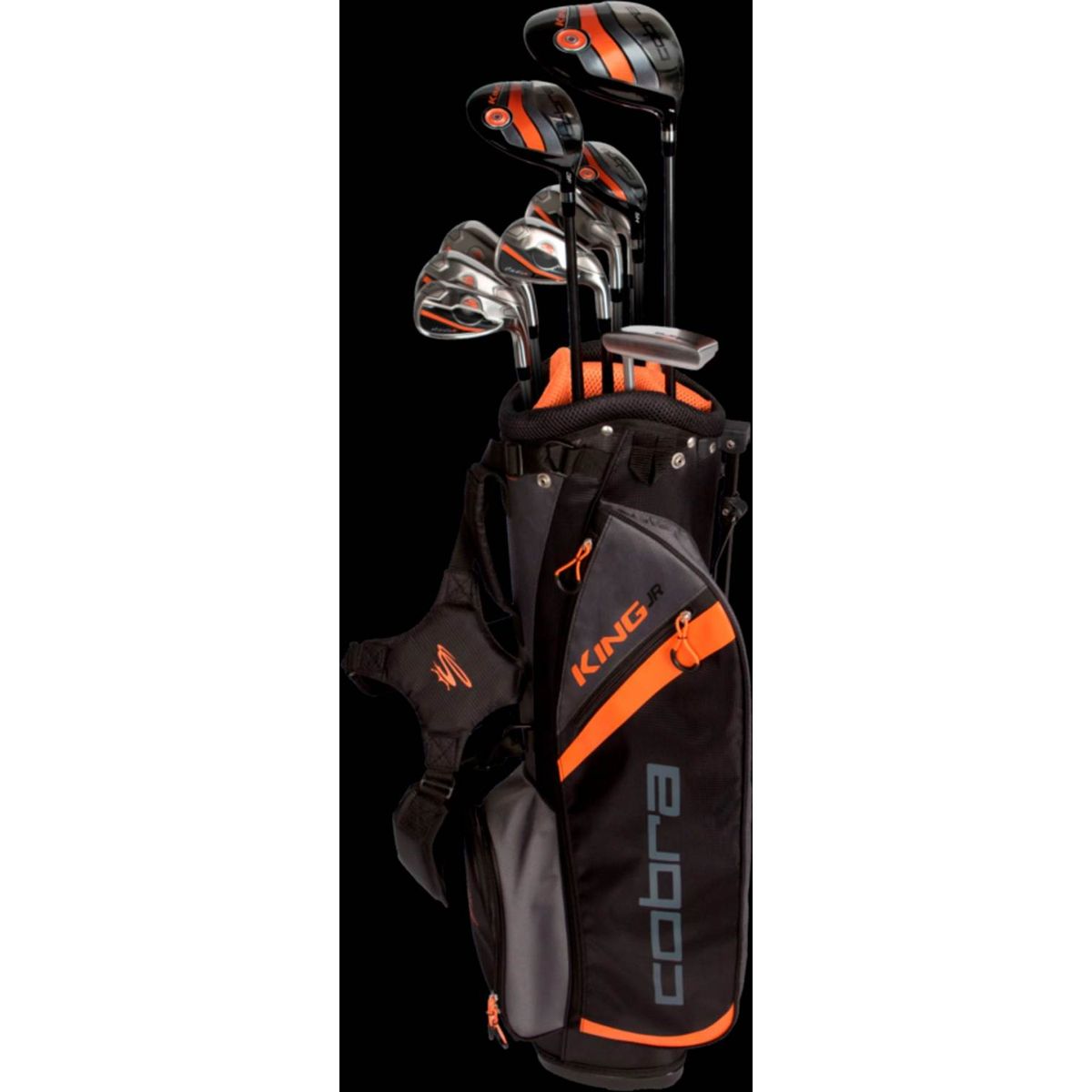 Cobra King Box Set 10-12 År Junior Golfsæt - Black/Orange/Grey - Venstre - DR, FW, 6H, 7-9, SW, Putter - Cobra Standard Junior Grafit