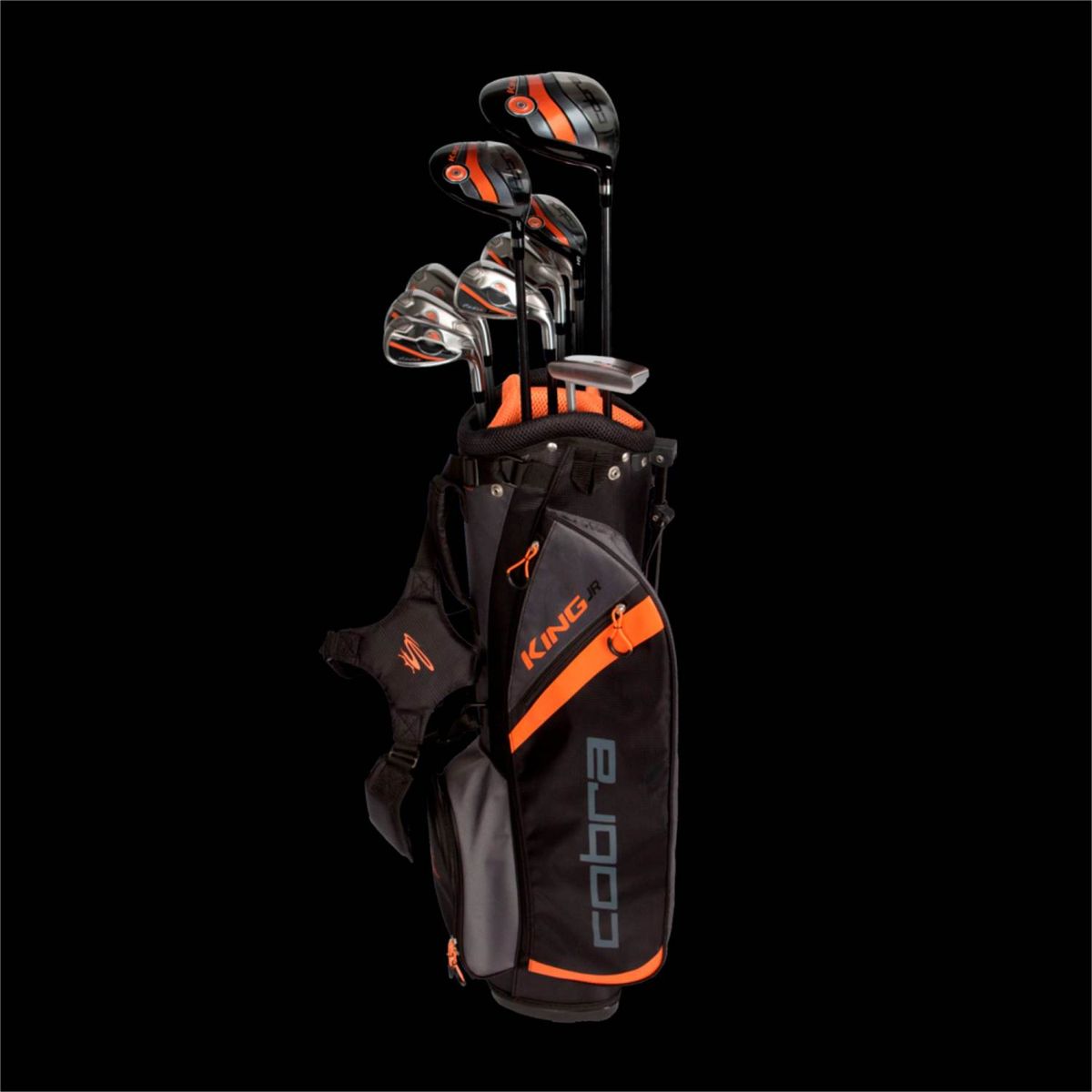 Cobra King Box Set 13-15 År Junior Golfsæt - Black/Orange/Grey - Højre - DR, FW, 5H, 6-9, PW, SW, Putter - Cobra Standard Junior Grafit