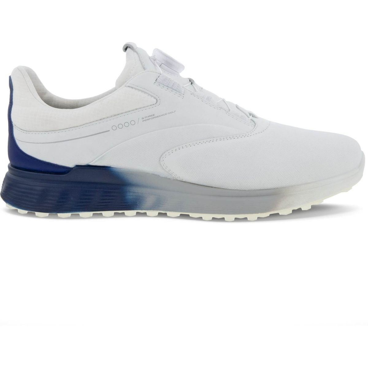 Ecco S-Three (2023) BOA Vandtætte Herre Golfsko Uden Spikes - White/Blue Depths/Bright White - Str. 43 Normal