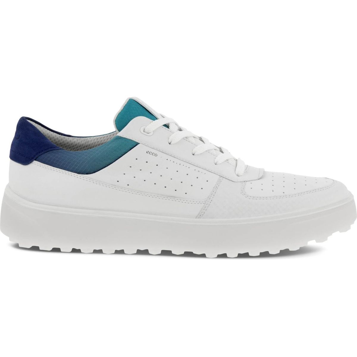 Ecco Tray (2023) Vandtætte Herre Golfsko Uden Spikes - White/White/Blue Depths/Caribbean - Str. 45 Normal