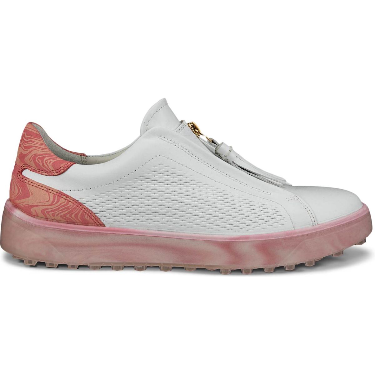 Ecco Tray Dame Golfsko Uden Spikes - Bright White/Bubble Gum - Str. 39 Normal