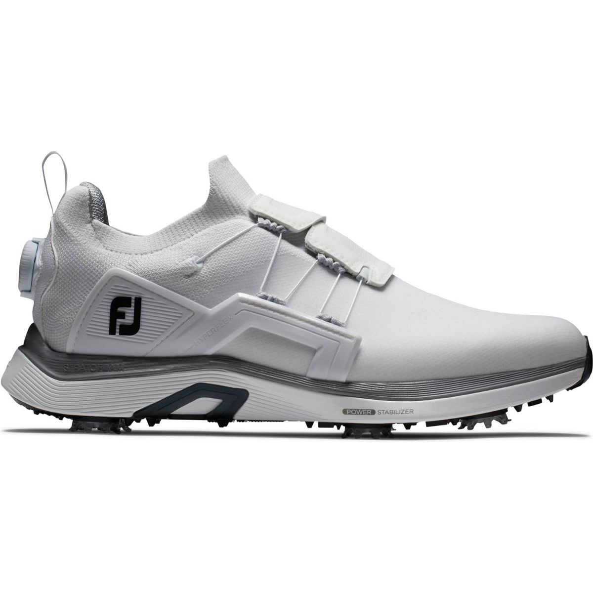 Footjoy HyperFlex (2023) BOA Vandtætte Herre Golfsko Med Spikes - White/White/Black Boa - Str. 39 Normal