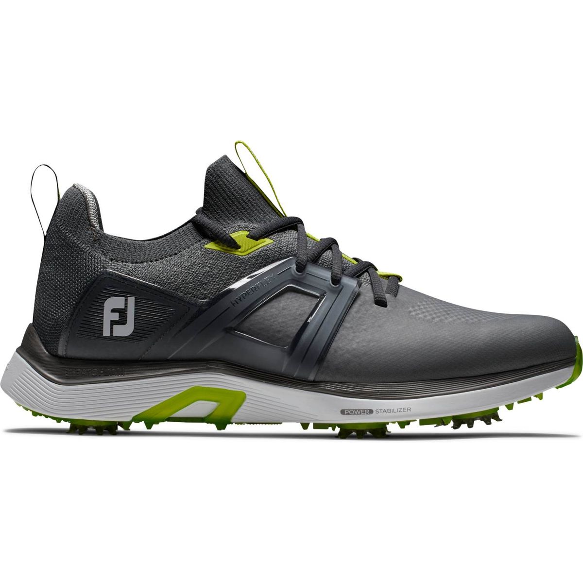 Footjoy HyperFlex (2023) Vandtætte Herre Golfsko Med Spikes - Charcoal/Grey/Lime - Str. 42 Normal