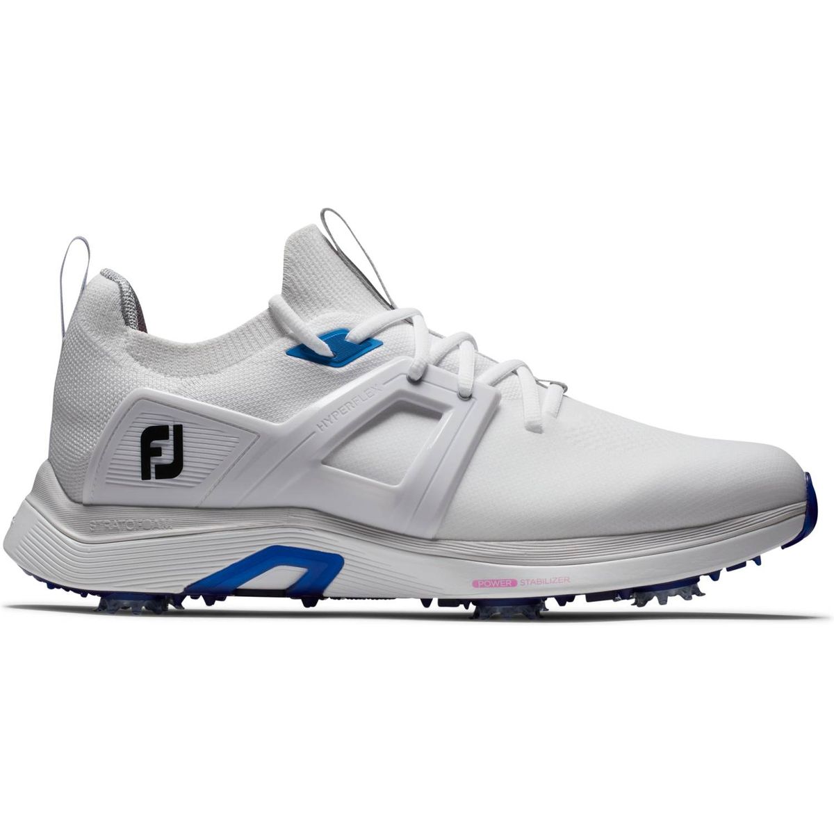 Footjoy HyperFlex (2023) Vandtætte Herre Golfsko Med Spikes - White/White/Grey - Str. 45 Bred