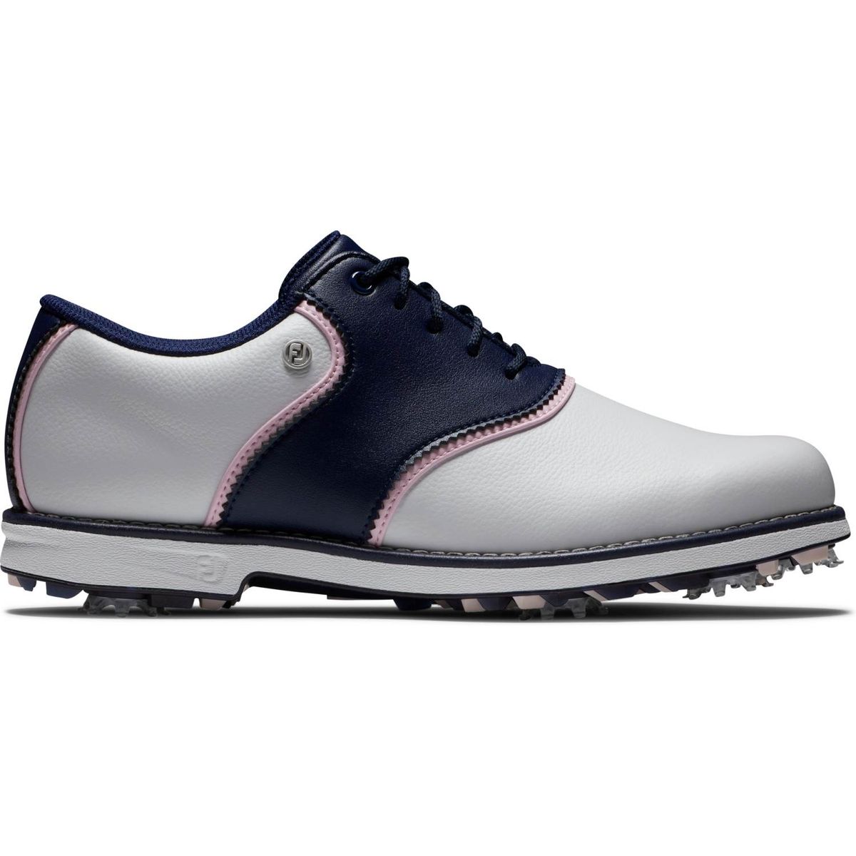 Footjoy Premiere Series (2024) Vandtætte Dame Golfsko Med Spikes - White/Navy/Pink - Str. 36 1/2 Normal