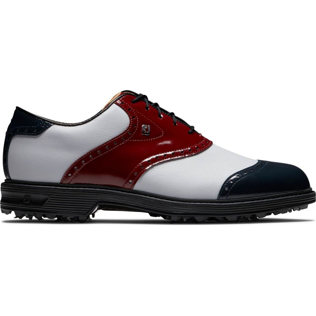 Footjoy Premiere Series Wilcox Vandtætte Herre Golfsko Med Spikes - White/Navy/Wine - Str. 43 Normal