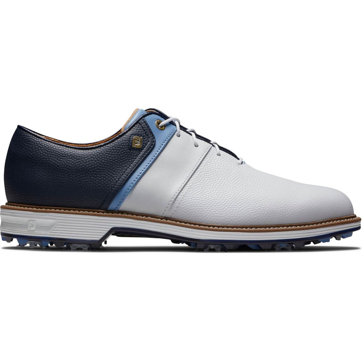 Footjoy Premiere Packard Vandtætte Herre Golfsko Med Spikes - White/Blue/Navy - Str. 44 Normal