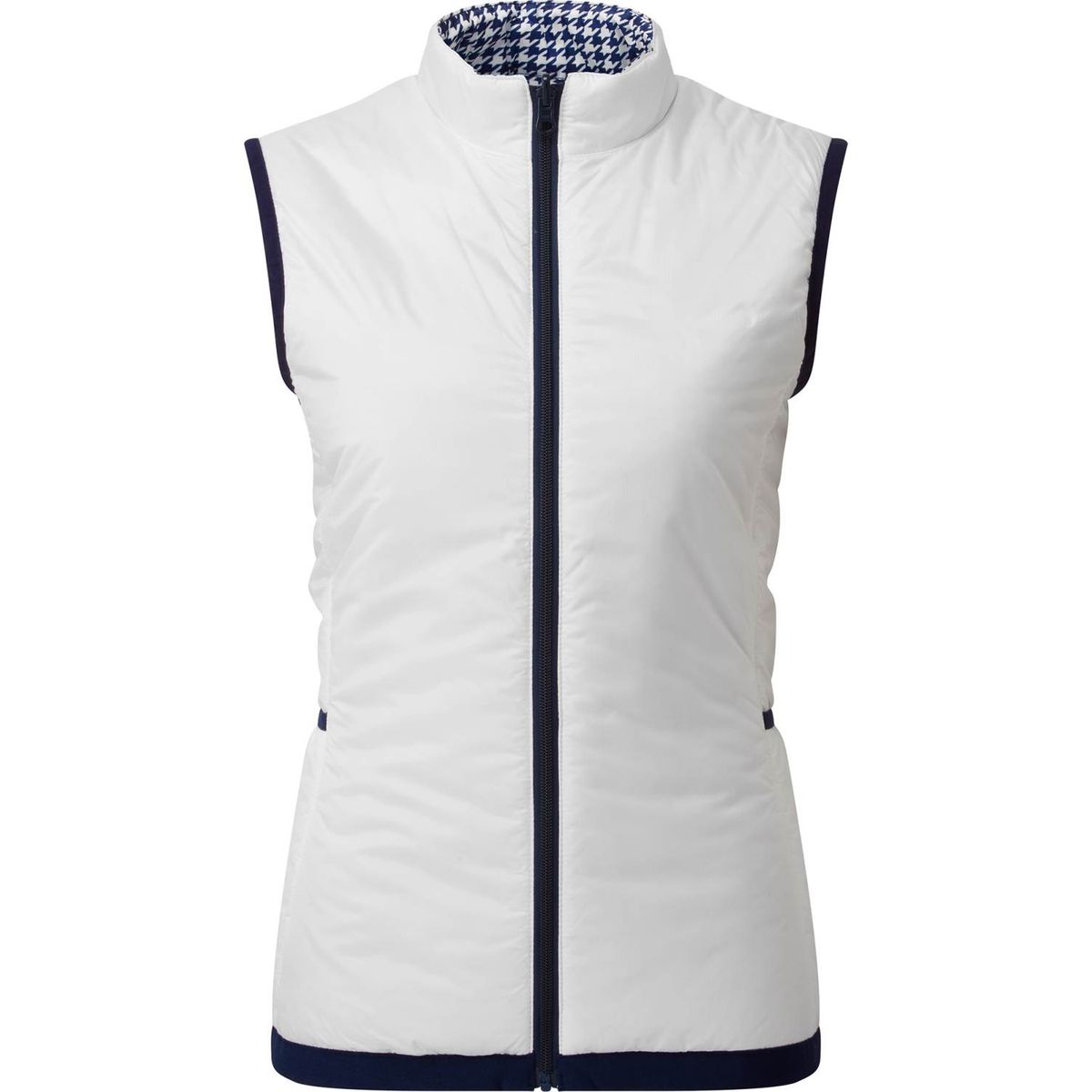 Footjoy Reversible Insulated Dame Vest - White And Navy Houndstooth - Str. XL