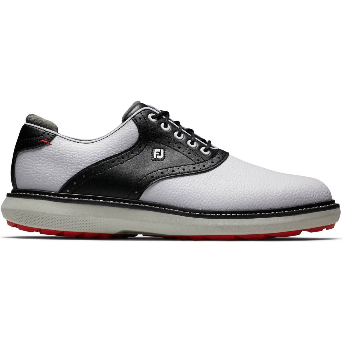 Footjoy Traditions Vandtætte Herre Golfsko Uden Spikes - White/Black/Grey - Str. 41 Bred