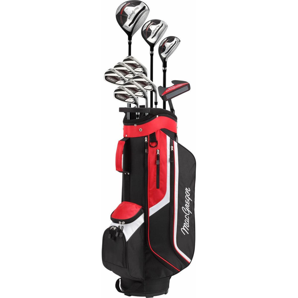 MacGregor CG3000 Herre Golfsæt - Black/Red/White - Højre - DR, FW, 5H, 6-9, PW, SW, Putter - MacGregor Standard Regular Stål