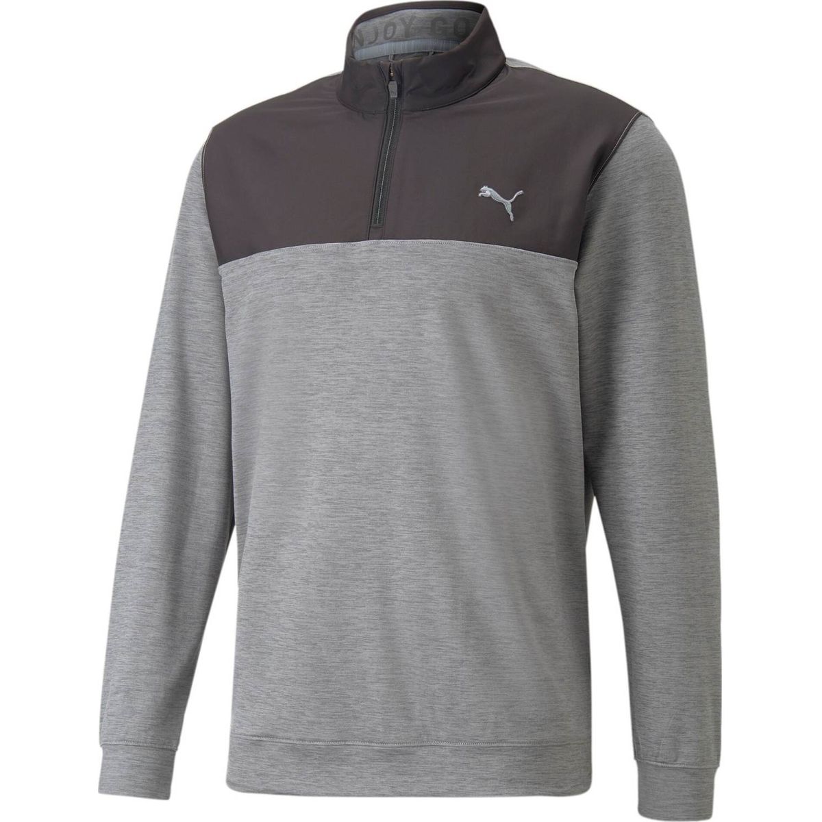 Puma Cloudspun Colorblock 1/4 Zip Herre Pullover - Puma Black/Quiet Shade Heather - Str. S