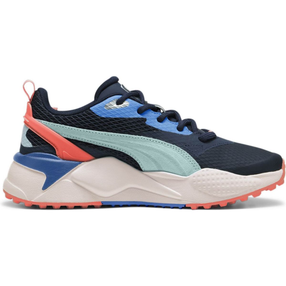 Puma Gs-X Efekt Vandtætte Dame Golfsko Uden Spikes - Deep Navy/Silver Sky/Melon Punch - Str. 42 Normal