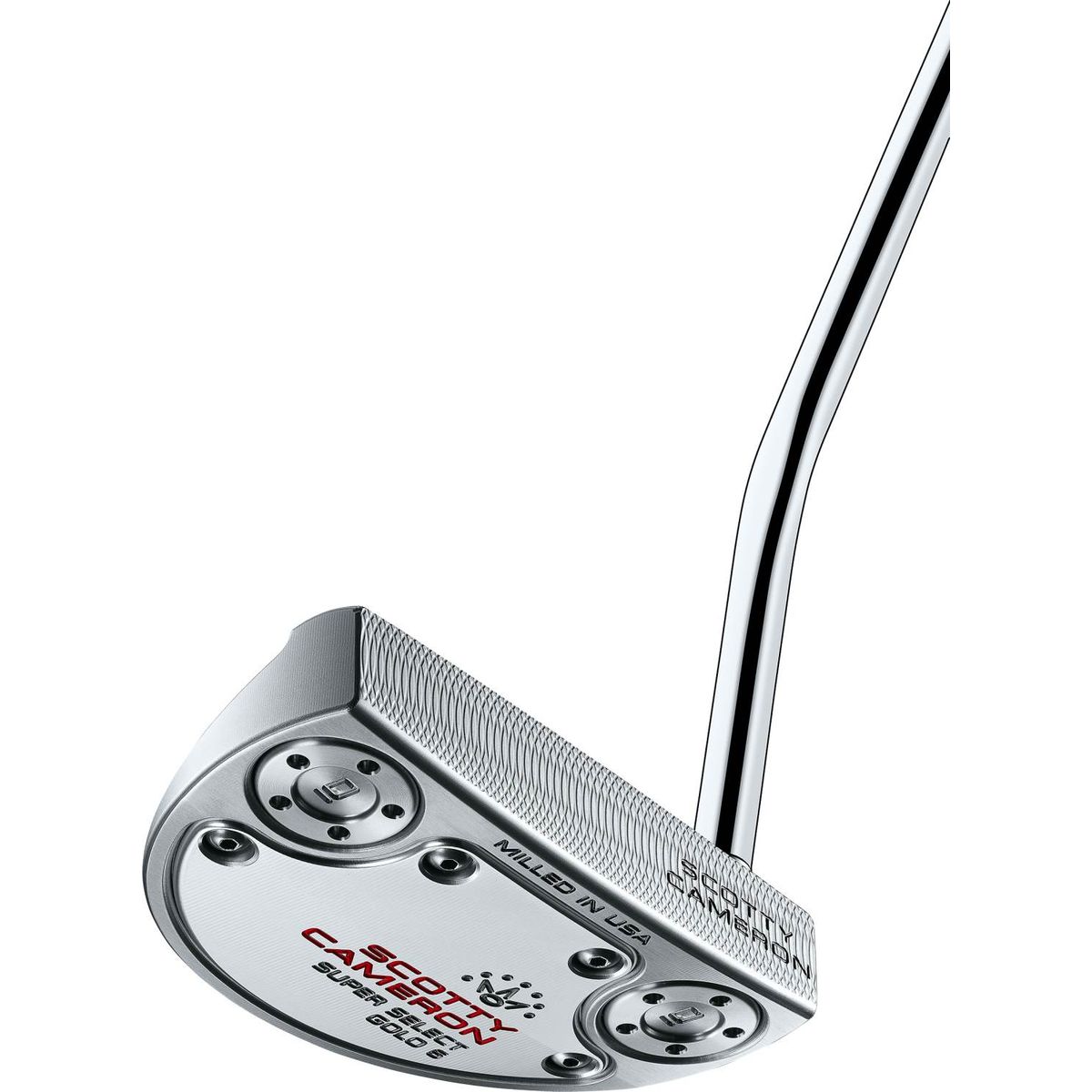 Scotty Cameron Super Select Golo 6 (2023) Single Bend Neck Putter - Chrome - Højre - Str. 35" - Scotty Cameron Pistolini Plus Standard Sort/Hvid/Rød